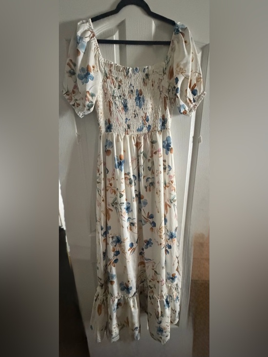 Baltic Born White Floral Smocked Square-Neck Maxi Dress - Picture 9 of 12